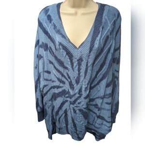 Wonderly Tie Dye V Neck Sweater Sz 1X